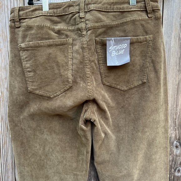 NWT Studio Blue Stitch Fix Dark Olive Straight Leg Corduroy Pants Sz 33 - Picture 10 of 12